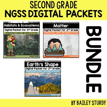 Preview of 2nd Grade NGSS Math Science and Literacy Digital Packet Bundle