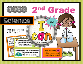 Preview of 2nd Grade NGSS Science "I Can" Posters and 72 Vocabulary Cards