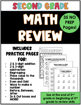 Preview of 2nd Grade NO PREP Math Review