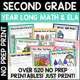 2nd Grade Activities NO PREP Worksheets/Printables for the Year