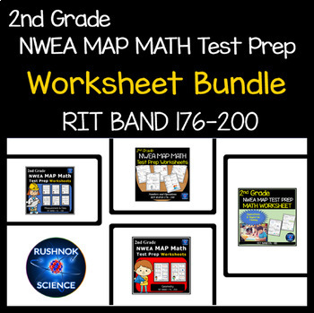 Preview of 2nd Grade NWEA MAP MATH Test Prep Worksheet Bundle, RIT 176-200