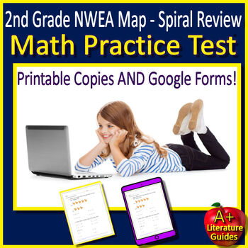 Preview of 2nd Grade NWEA Map Math Practice Test - Spiral Review Printable and Google Form