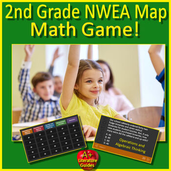 Preview of 2nd Grade NWEA Map Math Game - Spiral Review Test Prep for PowerPoint or Google