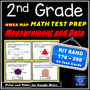 Preview of 2nd Grade NWEA Map Math Test Prep  | Practice  Questions | TASK CARDS | 176-200