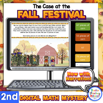 Preview of 2nd Grade Narrated Digital Math Mystery Fall Fun