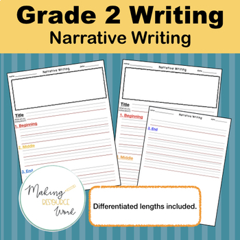 2nd Grade: Narrative Writing Graphic Organizers and Sentence Starters