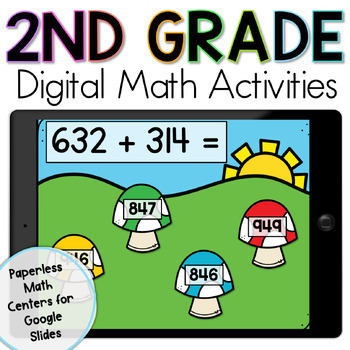 Preview of 2nd Grade CCSS No Prep Digital Math Games, Activities for Google Slides