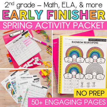 Preview of Spring Worksheets - Writing, Coloring, Art, Math, Word Search, Color by Number