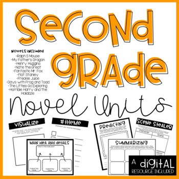 Preview of 2nd Grade Novel Unit Bundle Digital Included-Print and GO!