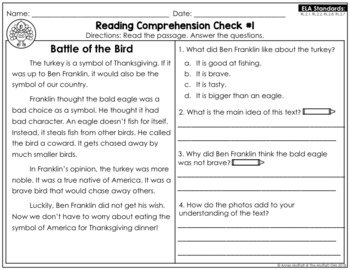 reading comprehension passages and questions november 2nd grade