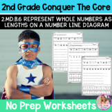 2nd Grade Number Line Worksheets | 2.MD.6 No Prep!