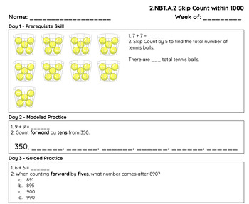 Preview of 2nd Grade Number and Base Ten Do Nows