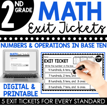 Preview of 2nd Grade Numbers & Operations in Base Ten Exit Tickets (Exit Slips)