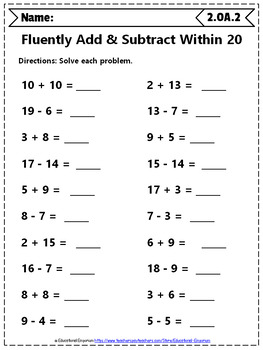 2nd Grade Oa Worksheets 2nd Grade Math Worksheets Operations Algebraic