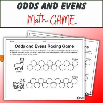 2nd Grade Odds and Evens Animal Racing Game Worksheets for Math Teachers