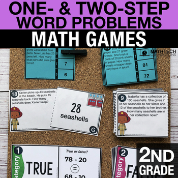 Preview of 2nd Grade Math Centers One- and Two-Step Word Problems Task Cards 2.OA.1