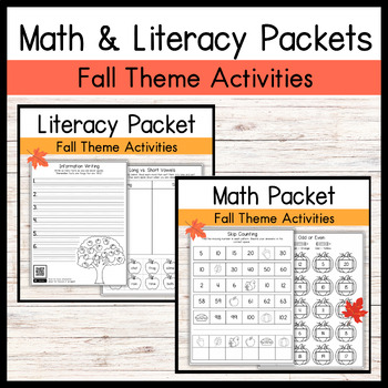 Preview of 2nd Grade Packet Fall Math and Literacy Phonics Activities