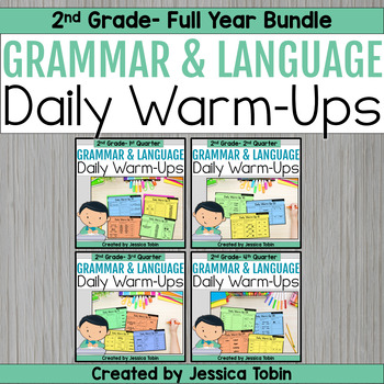 Preview of 2nd Grade Grammar Review Packet Worksheets Bundle, Phonics and Grammar Warm-Ups