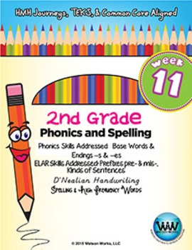 Preview of 2nd Grade Phonics and Spelling D’Nealian Week 11 (Base Words & Endings -s & -es)