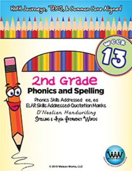 Preview of 2nd Grade Phonics and Spelling D’Nealian Week 13 (Vowel Digraphs ee, ea)