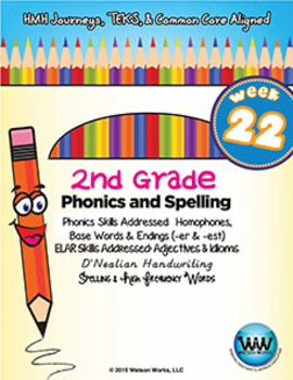 Preview of 2nd Grade Phonics and Spelling D’Nealian Week 22 (Homophones, -er & -est)
