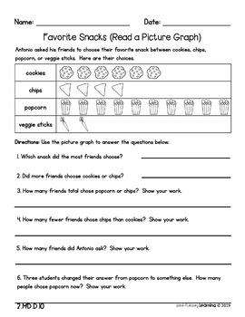 2nd grade picture graphs and bar graphs no prep practice worksheets