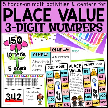 Preview of 3 Digit Place Value to 1000, Place Value Games & Centers, 2nd Grade, 2.NBT.1