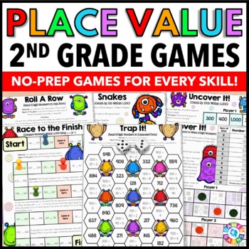 Preview of 2nd Grade Place Value Worksheet Games Comparing 3 Digit Numbers, Skip Counting