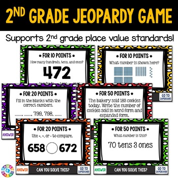 2nd Grade Place Value Jeopardy Game - 3 Digit Place Value Hundreds ...