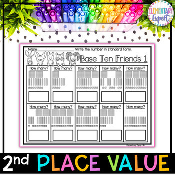 Preview of 2nd Grade Place Value Worksheet Pack - Easy Print and Go Activities
