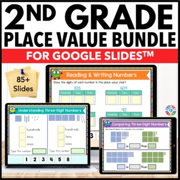 Preview of 2nd Grade Place Value Worksheets Digital Review Skip Counting, Comparing Numbers