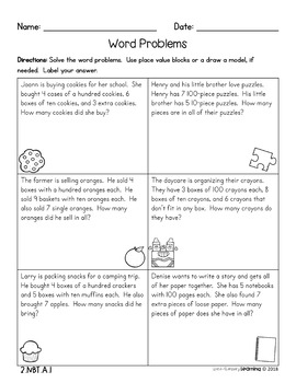 2nd Grade, Place Value with Hundreds- No Prep Practice Worksheets