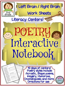 Preview of 2nd Grade Poetry Interactive Notebook for Left Brain/Right Brain Learning