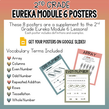 Preview of 2nd Grade Posters - Arrays, Even and Odd, Repeated Addition - Eureka Module 6