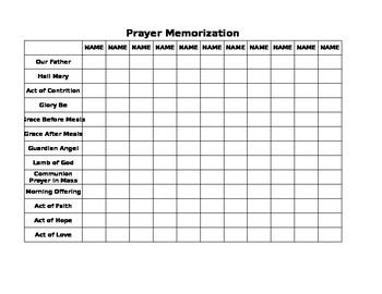 Preview of 2nd Grade Prayer Checklist