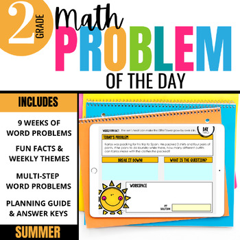 Preview of 2nd Grade Math Word Problem of the Day: Summer Math Problem Solving - DIGITAL