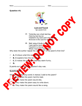 Preview of 2nd Grade RL.2.4: CCSS Rhythm and Meaning Assessment Bank