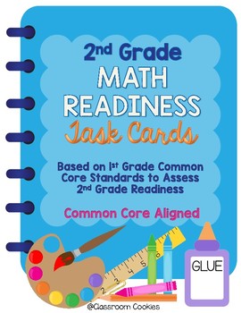 Preview of 2nd Grade Readiness Math Task Cards (Common Core Aligned)