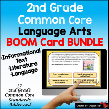 Preview of 2nd Grade Language Arts Boom Card Digital Bundle