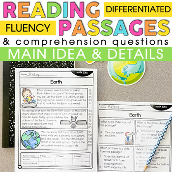 Preview of 2nd Grade Reading Comprehension Passages Main Idea and Details - with Earth Day