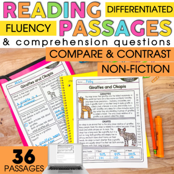 Preview of 2nd Grade Reading Comprehension Passages | Nonfiction Compare and Contrast