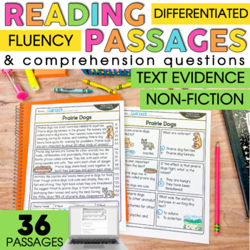 Preview of 2nd Grade Reading Comprehension Passages  | Nonfiction Text Evidence and 5 W's