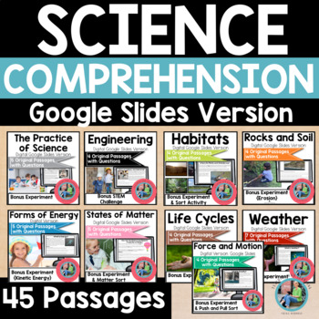 Preview of 2nd Grade Reading Comprehension Passages & Questions Science Google Slides
