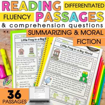 Preview of 2nd Grade Reading Comprehension Passages | Summarizing and Moral of the Story