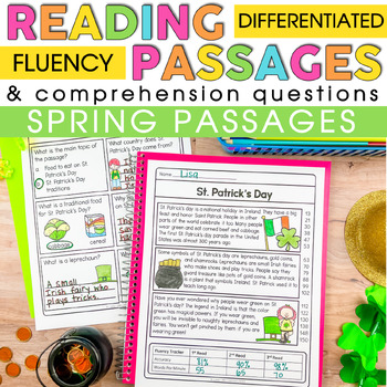 Preview of Spring Reading Comprehension Passages - with April Fools' Day & Women's History