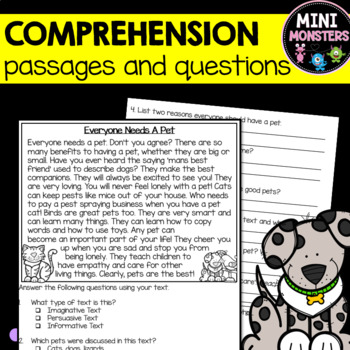 Preview of 2nd Grade Reading Comprehension Passages and Questions, Set 4