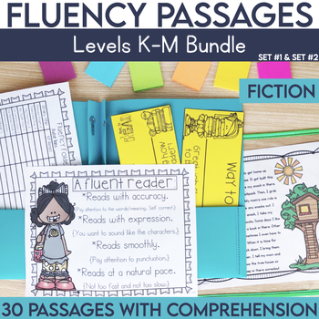 Preview of 2nd Grade Reading Fluency Passages with Comprehension Bundle Level K-M Timed