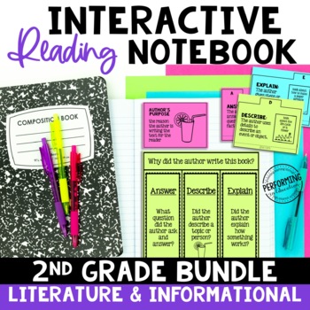 Preview of 2nd Grade Reading Interactive Notebook Bundle EDITABLE Lessons ALL YEAR CCSS
