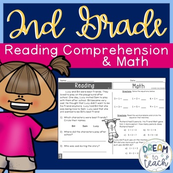 Preview of 2nd Grade Reading & Math - Morning Work l Homework l Distance Learning