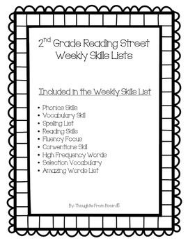Preview of 2nd Grade Reading Street Weekly Skills Sheets